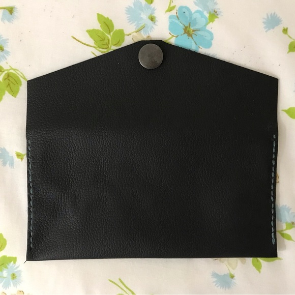 Hand Crafted Black Genuine Leather Wallet Clutch - Picture 3 of 5